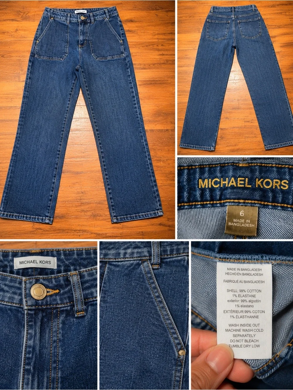 Michael Kors Dark Blue Denim Wide Leg Jeans